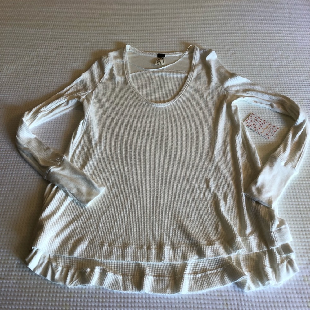NWT Free People Waffle Long Sleeve Tee